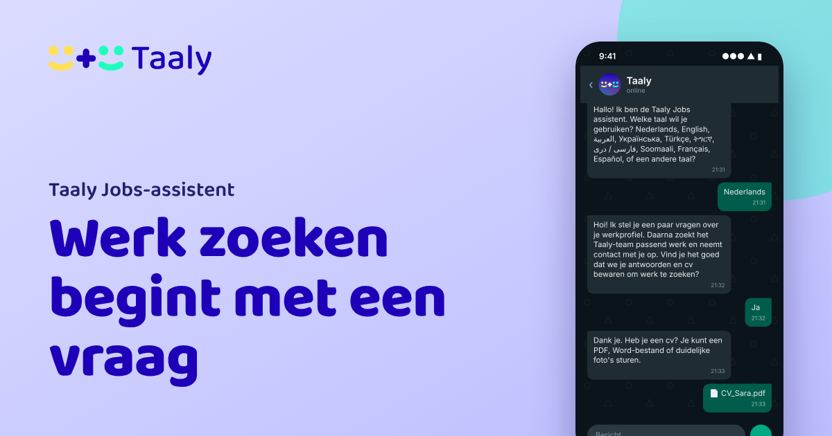 Werk zoeken begint met een vraag: daarom zit Taaly op WhatsApp